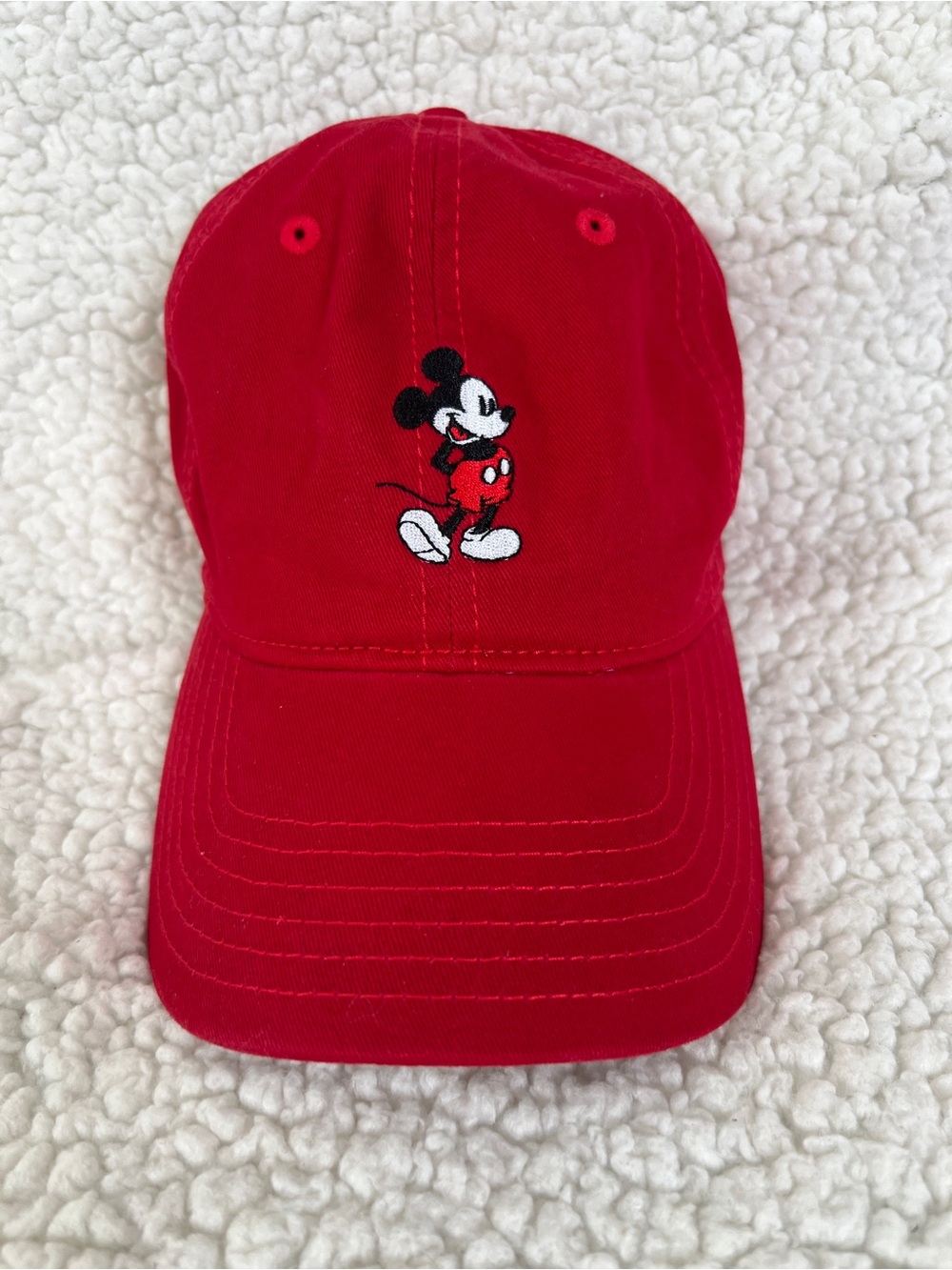 Disney Mickey Mouse Red Baseball Cap - Embroidered Adjustable Adult Hat Cap
